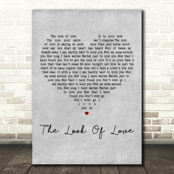 Dusty Springfield The Look Of Love Grey Heart Decorative Wall Art Gift Song Lyric Print