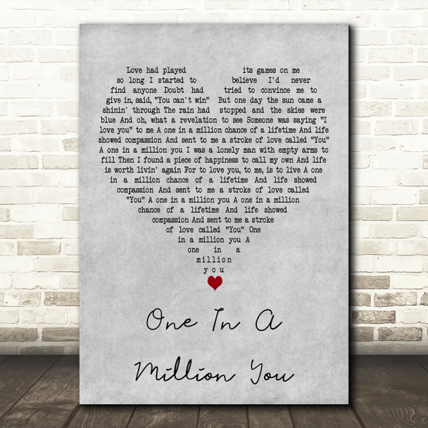 Larry Graham One In A Million You Grey Heart Decorative Wall Art Gift Song Lyric Print