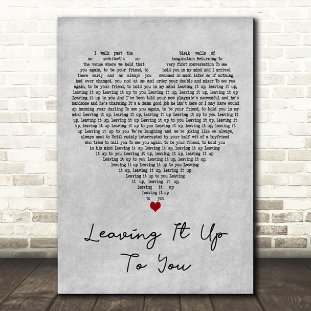 George Ezra Leaving It Up To You Grey Heart Decorative Wall Art Gift Song Lyric Print