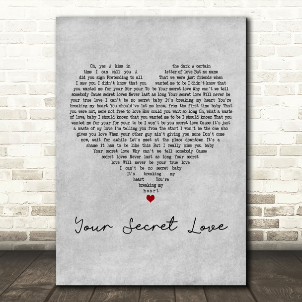 Luther Vandross Your Secret Love Grey Heart Decorative Wall Art Gift Song Lyric Print