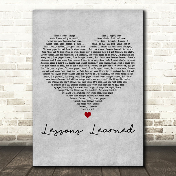 Carrie Underwood Lessons Learned Grey Heart Decorative Wall Art Gift Song Lyric Print
