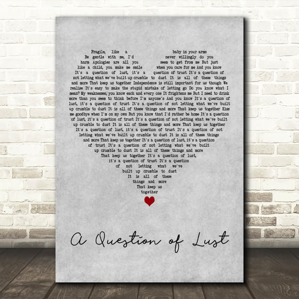 Depeche Mode A Question of Lust Grey Heart Decorative Wall Art Gift Song Lyric Print