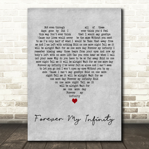 Sully Erna Forever My Infinity Grey Heart Decorative Wall Art Gift Song Lyric Print