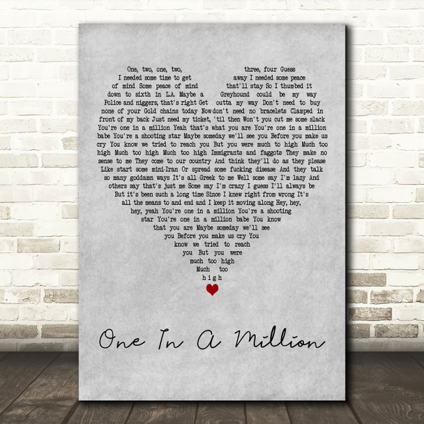 Guns N' Roses One In A Million Grey Heart Decorative Wall Art Gift Song Lyric Print