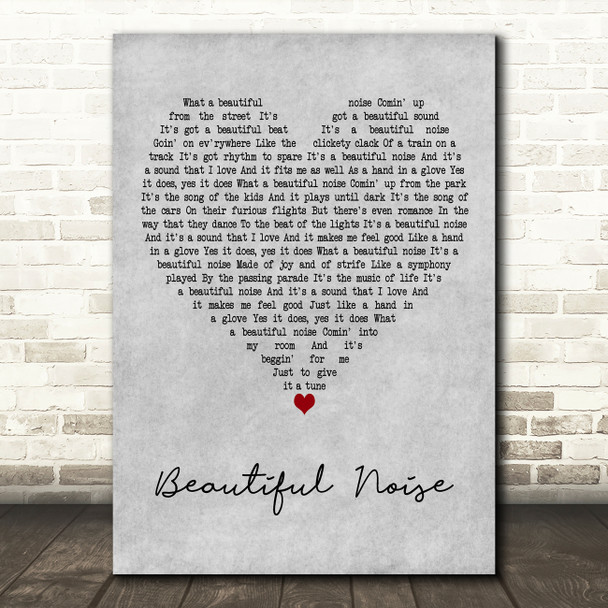 Neil Diamond Beautiful Noise Grey Heart Decorative Wall Art Gift Song Lyric Print