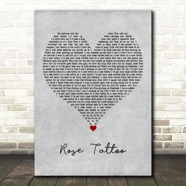 Dropkick Murphys Rose Tattoo Grey Heart Decorative Wall Art Gift Song Lyric Print