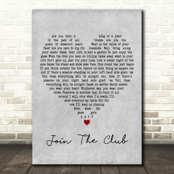 Lucy Spraggan Join The Club Grey Heart Decorative Wall Art Gift Song Lyric Print