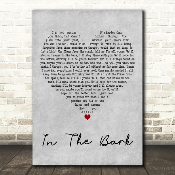 The Natterjacks In The Bark Grey Heart Decorative Wall Art Gift Song Lyric Print