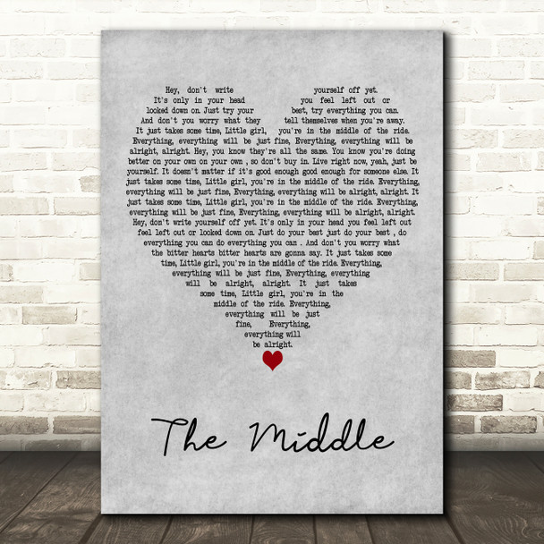 Jimmy Eat World The Middle Grey Heart Decorative Wall Art Gift Song Lyric Print