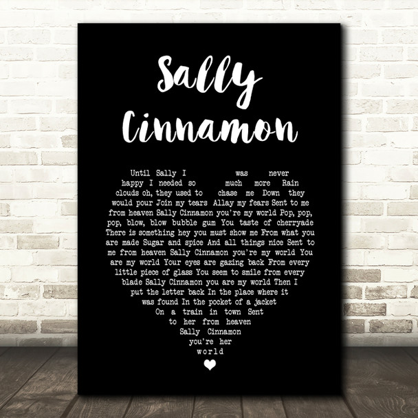 The Stone Roses Sally Cinnamon Black Heart Song Lyric Quote Print
