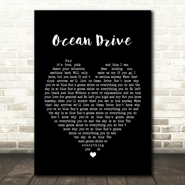 Lighthouse Family Ocean Drive Black Heart Song Lyric Quote Print