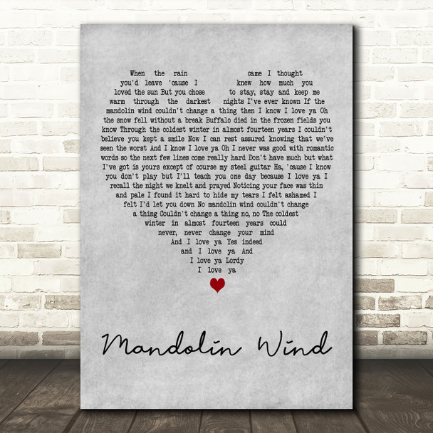 Rod Stewart Mandolin Wind Grey Heart Decorative Wall Art Gift Song Lyric Print