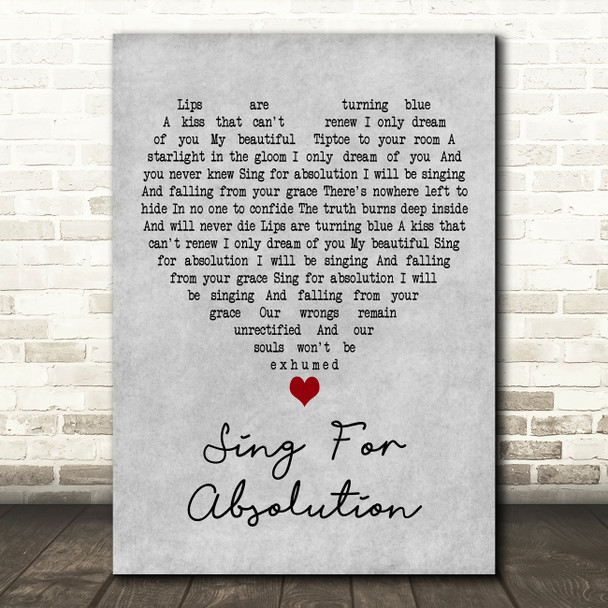 Muse Sing For Absolution Grey Heart Decorative Wall Art Gift Song Lyric Print