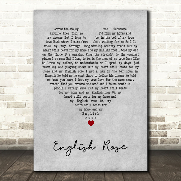 Ed Sheeran English Rose Grey Heart Decorative Wall Art Gift Song Lyric Print