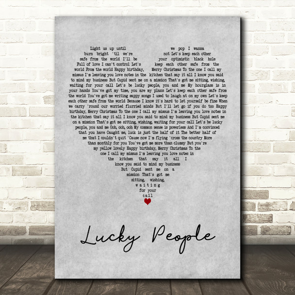 Waterparks Lucky People Grey Heart Decorative Wall Art Gift Song Lyric Print