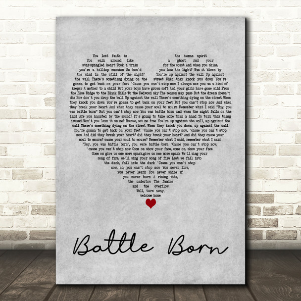 The Killers Battle Born Grey Heart Decorative Wall Art Gift Song Lyric Print