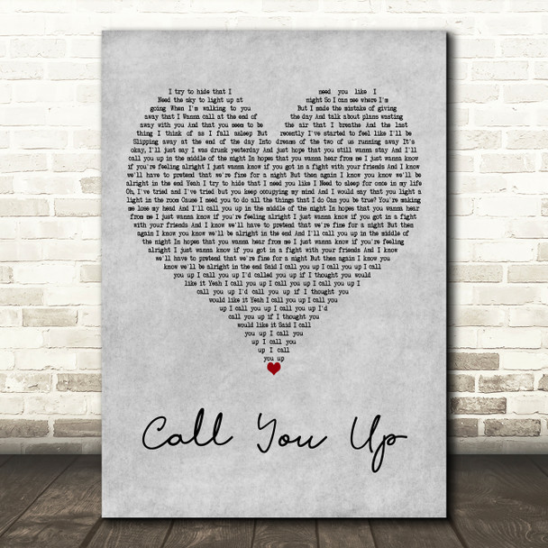 Viola Beach Call You Up Grey Heart Decorative Wall Art Gift Song Lyric Print