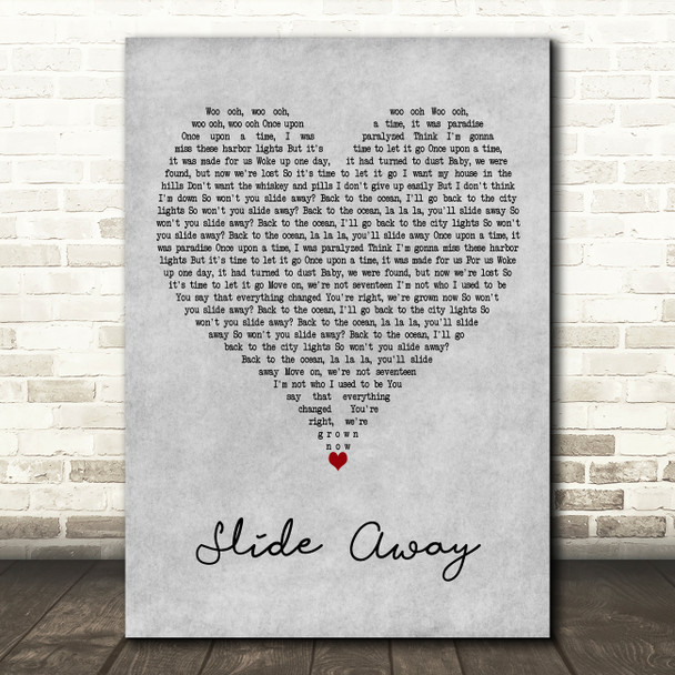Miley Cyrus Slide Away Grey Heart Decorative Wall Art Gift Song Lyric Print
