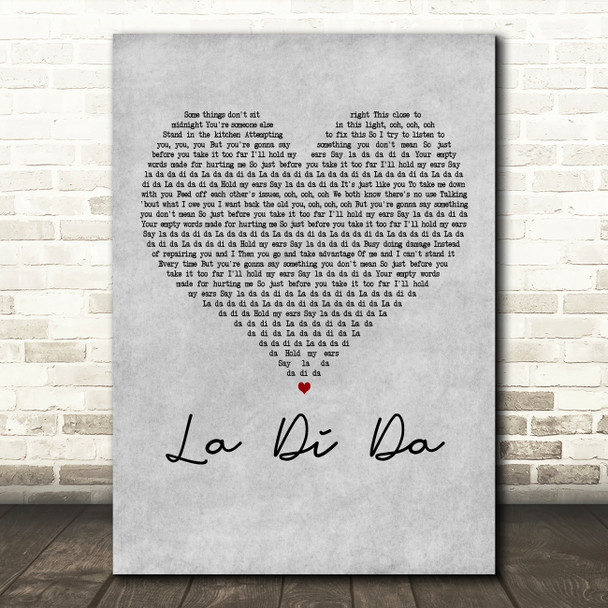 Lennon Stella La Di Da Grey Heart Decorative Wall Art Gift Song Lyric Print