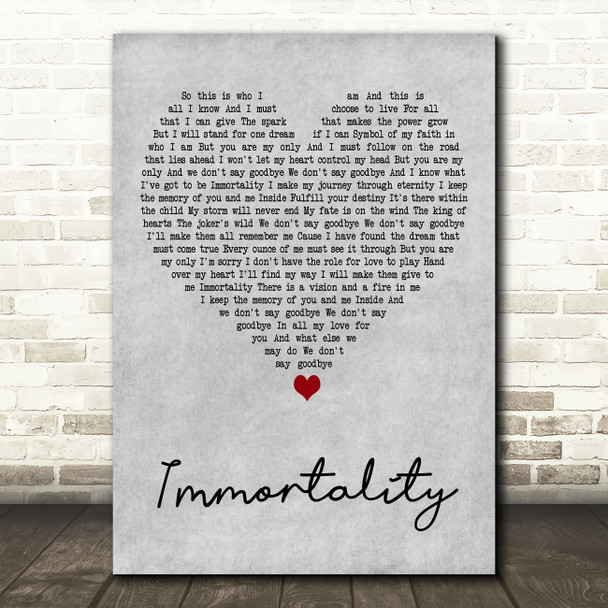 Bee Gees Immortality Grey Heart Decorative Wall Art Gift Song Lyric Print