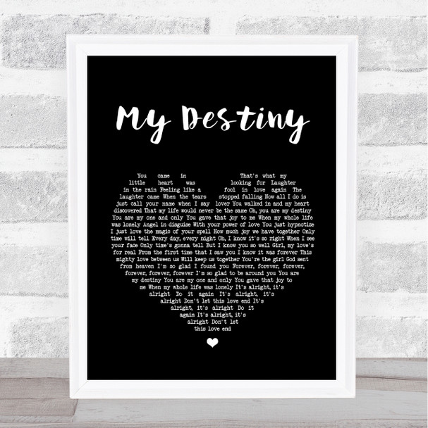 Lionel Ritchie My Destiny Black Heart Song Lyric Quote Print