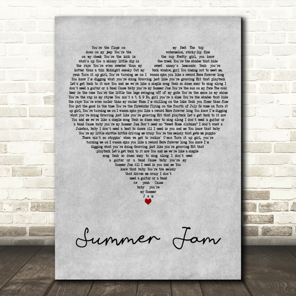 Jake Owen Summer Jam Grey Heart Decorative Wall Art Gift Song Lyric Print