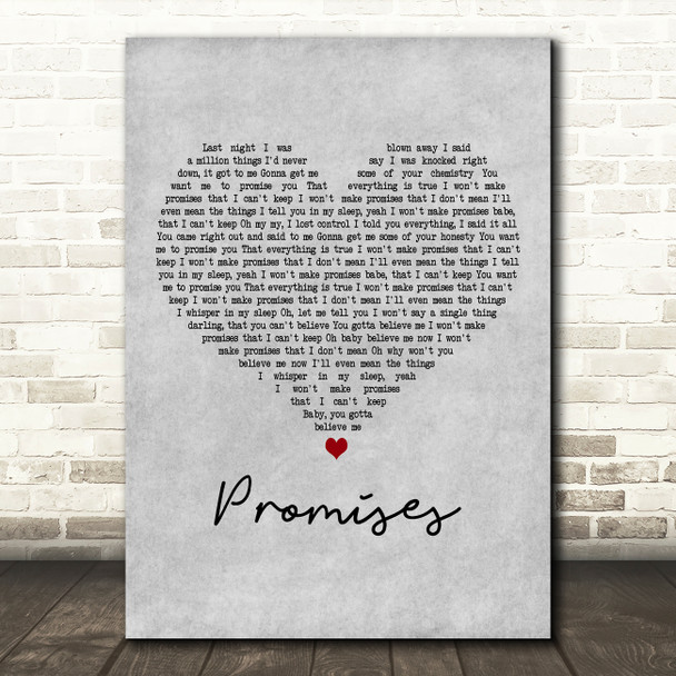 Def Leppard Promises Grey Heart Decorative Wall Art Gift Song Lyric Print