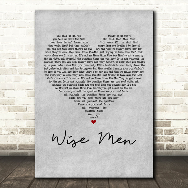 James Blunt Wise Men Grey Heart Decorative Wall Art Gift Song Lyric Print