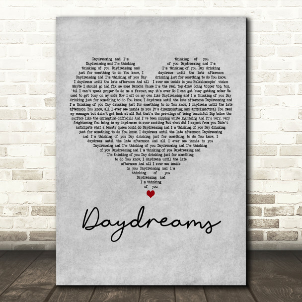 Easy Life Daydreams Grey Heart Decorative Wall Art Gift Song Lyric Print
