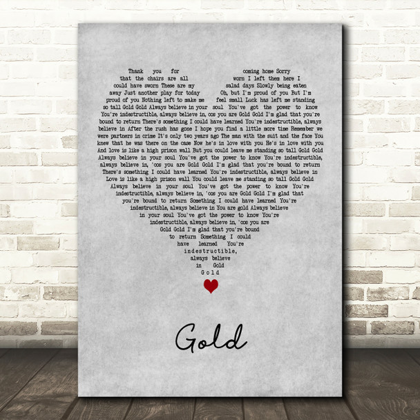 Spandau Ballet Gold Grey Heart Decorative Wall Art Gift Song Lyric Print