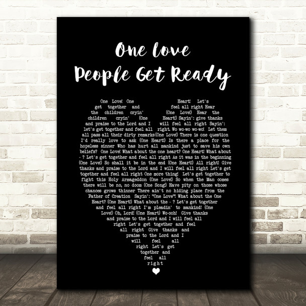 One Love People Get Ready Bob Marley Black Heart Quote Song Lyric Print