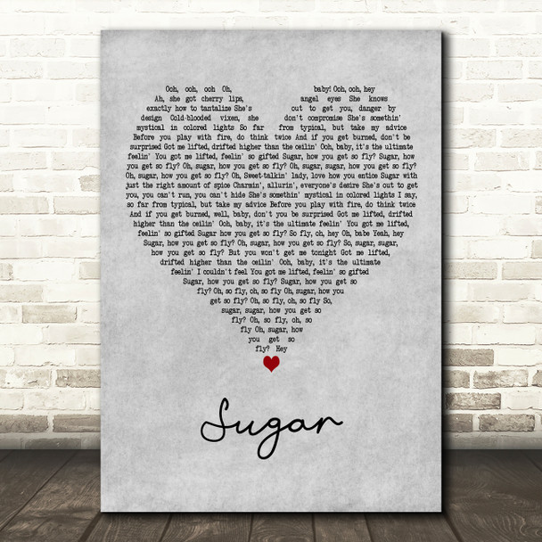 Robin Schulz Sugar Grey Heart Decorative Wall Art Gift Song Lyric Print