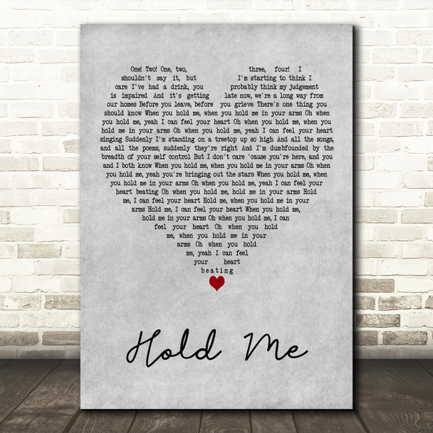 Tom Odell Hold Me Grey Heart Decorative Wall Art Gift Song Lyric Print