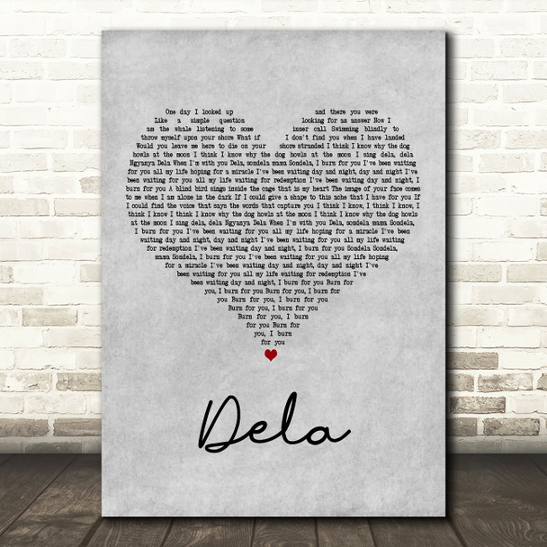 Johnny Clegg Dela Grey Heart Decorative Wall Art Gift Song Lyric Print