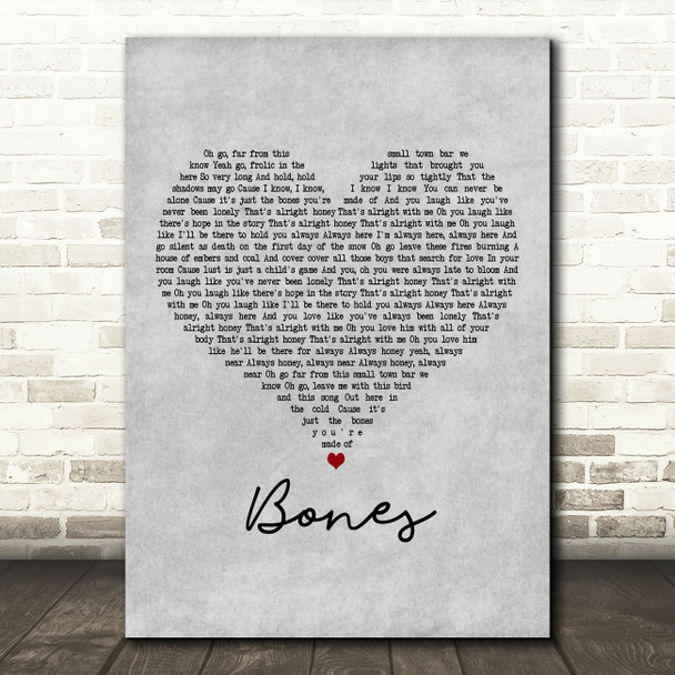 Ben Howard Bones Grey Heart Decorative Wall Art Gift Song Lyric Print