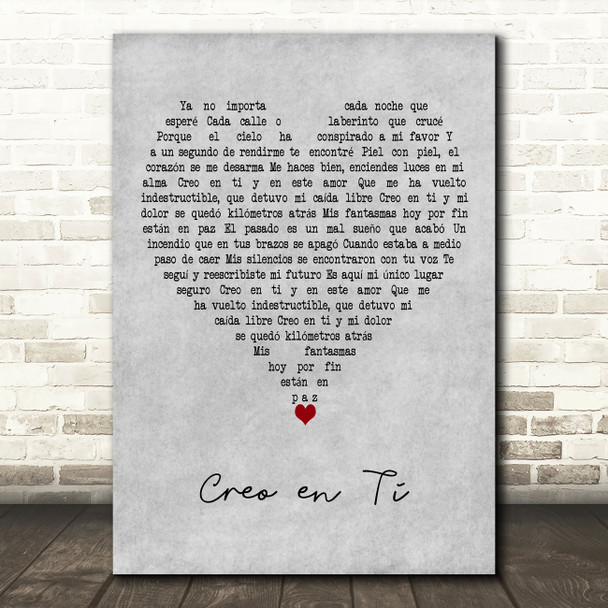 Reik Creo en Ti Grey Heart Decorative Wall Art Gift Song Lyric Print
