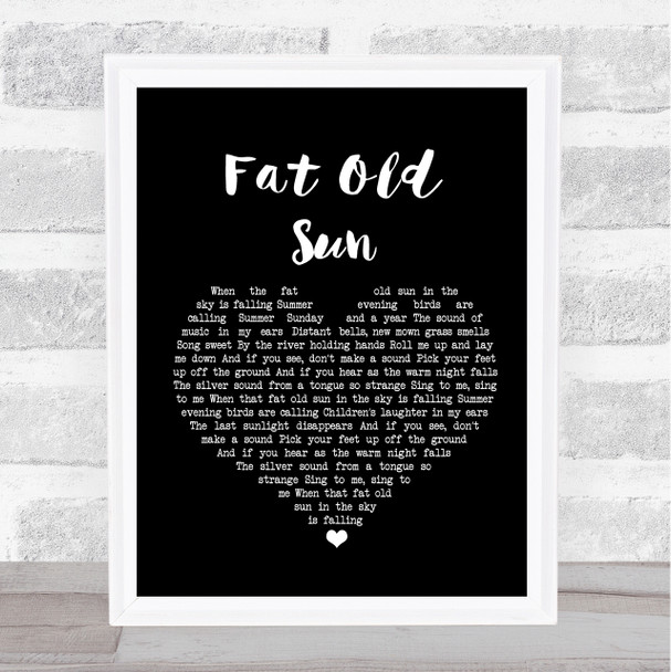 Pink Floyd Fat Old Sun Black Heart Song Lyric Quote Print