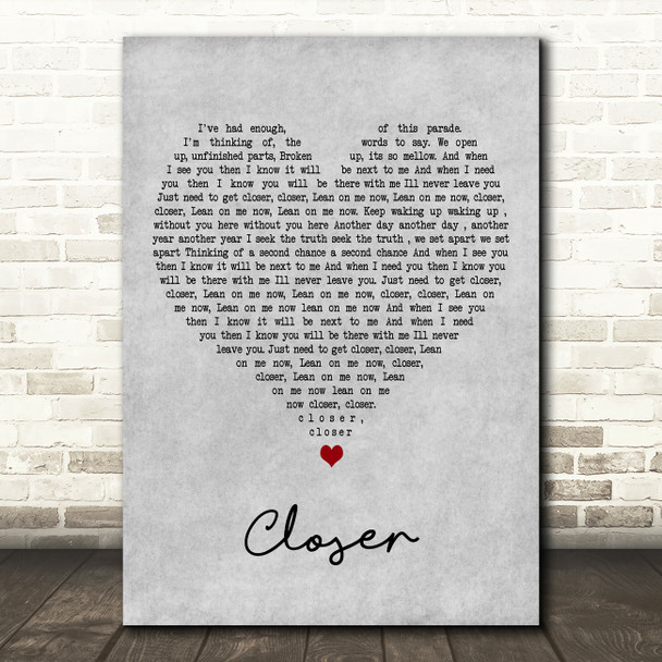 Travis Closer Grey Heart Decorative Wall Art Gift Song Lyric Print