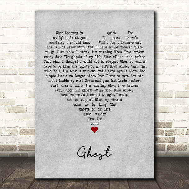 Japan Ghosts Grey Heart Decorative Wall Art Gift Song Lyric Print