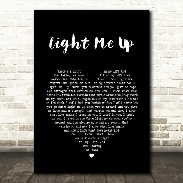 Tom Baxter Light Me Up Black Heart Song Lyric Quote Print