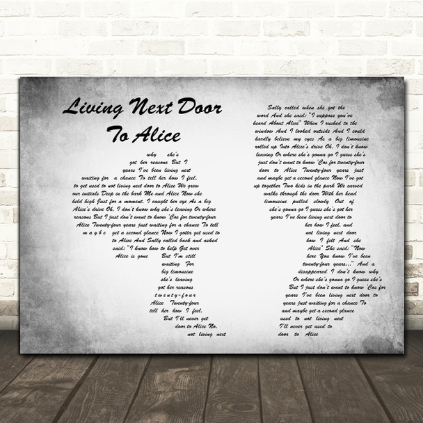 Smokie Living Next Door To Alice Man Lady Couple Grey Decorative Gift Song Lyric Print