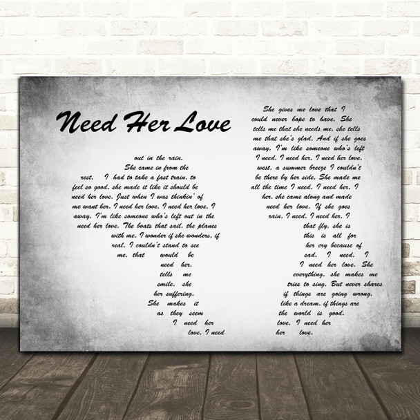 Electric Light Orchestra Need Her Love Man Lady Couple Grey Wall Art Song Lyric Print