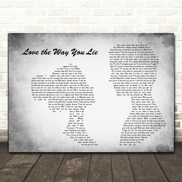 Eminem Love the Way You Lie Man Lady Couple Grey Decorative Gift Song Lyric Print