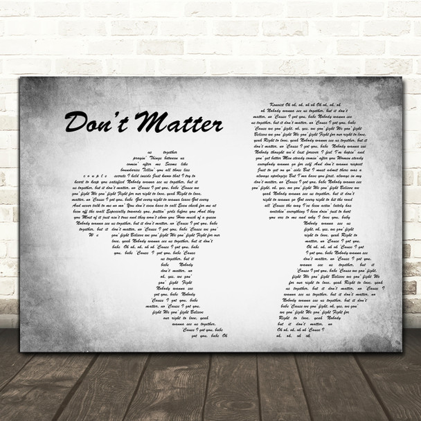 Akon Dont Matter Man Lady Couple Grey Decorative Wall Art Gift Song Lyric Print