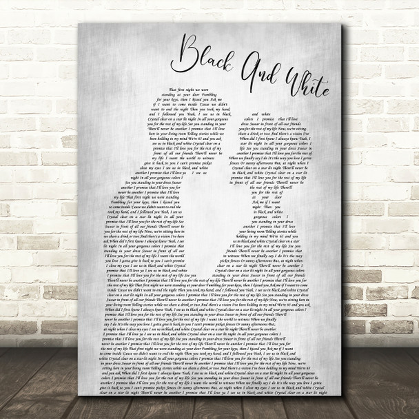 Niall Horan Black And White Man Lady Bride Groom Wedding Grey Song Lyric Print