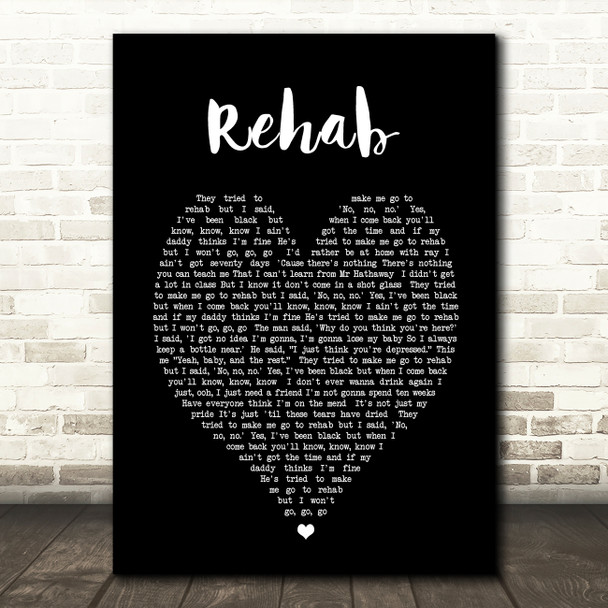 Rehab Amy Winehouse Black Heart Quote Song Lyric Print