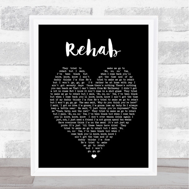 Rehab Amy Winehouse Black Heart Quote Song Lyric Print