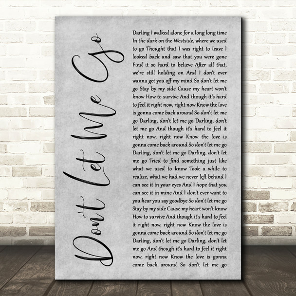 Armin Van Buuren Don't Let Me Go Grey Rustic Script Decorative Wall Art Gift Song Lyric Print