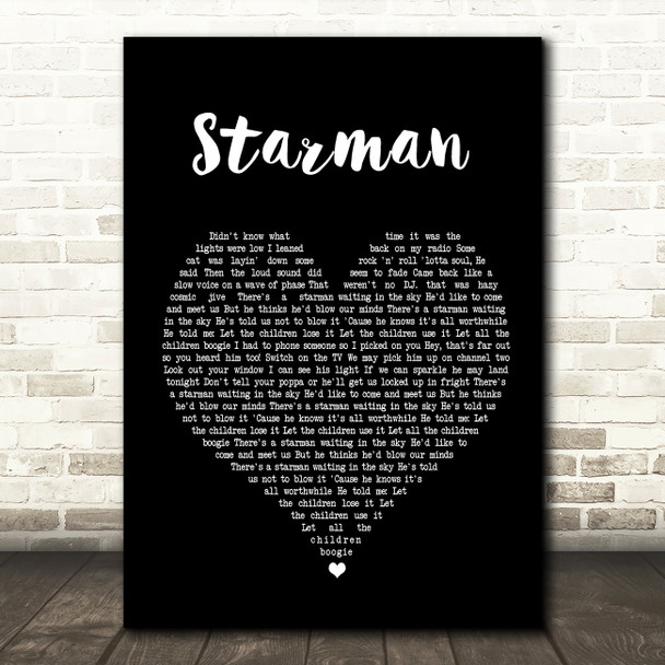 David Bowie Starman Black Heart Song Lyric Quote Print
