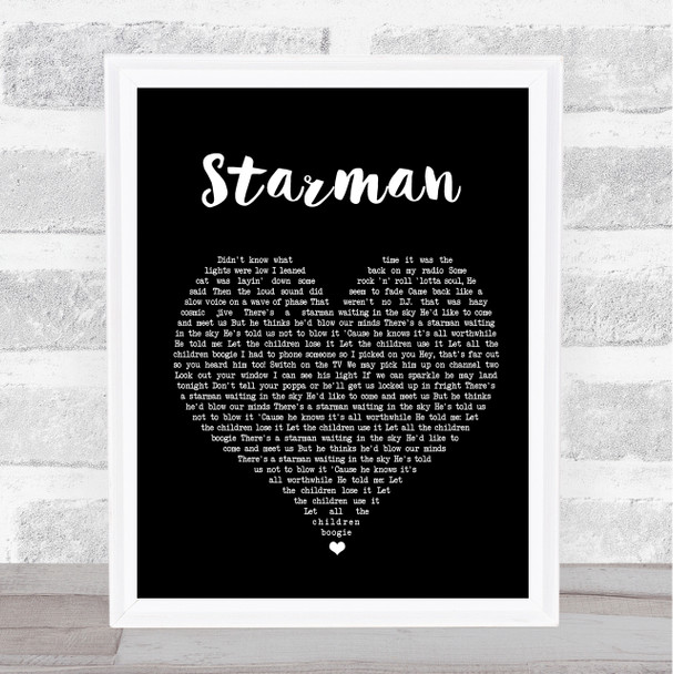 David Bowie Starman Black Heart Song Lyric Quote Print